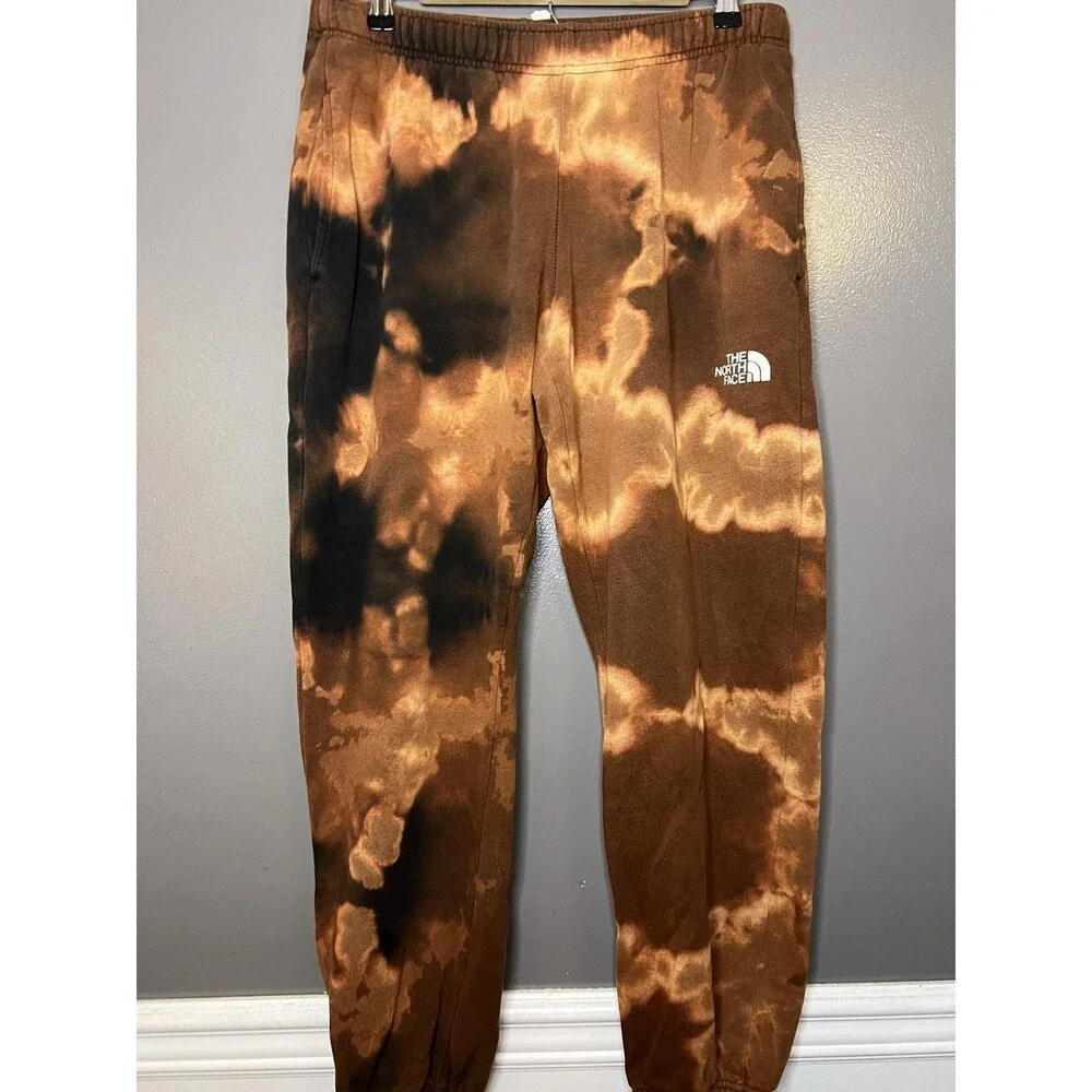 The North Face Sweatpants Mens Medium Brown Tie Dye Logo Jogger Pants Lounge